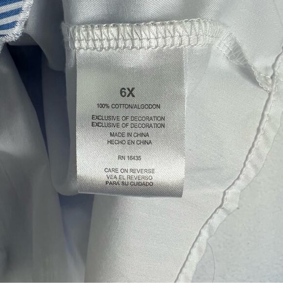 Tahari Dress Girls 6X Blue and White Pinstripe Ruffle Eyelet Embroidered - Picture 7 of 11